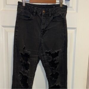 American Eagle Outfitters Black Distressed Skinny Pants